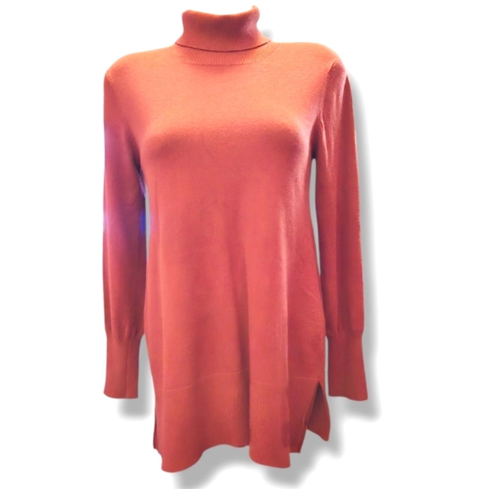 Soft Surroundings Dusty Mauve Tunic‎ Length Turtleneck Sweater Size XS/4